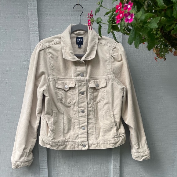 GAP Women's Cream Corduroy Jean Jacket - Picture 2 of 10